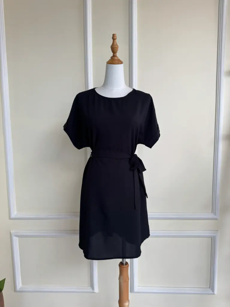 HB SS25-358 SOLID WAIST BELT DRESS