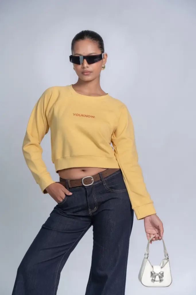 3.46281 HB SS25-429 CROP SWEATSHIRT (CHROME YELLOW, M)