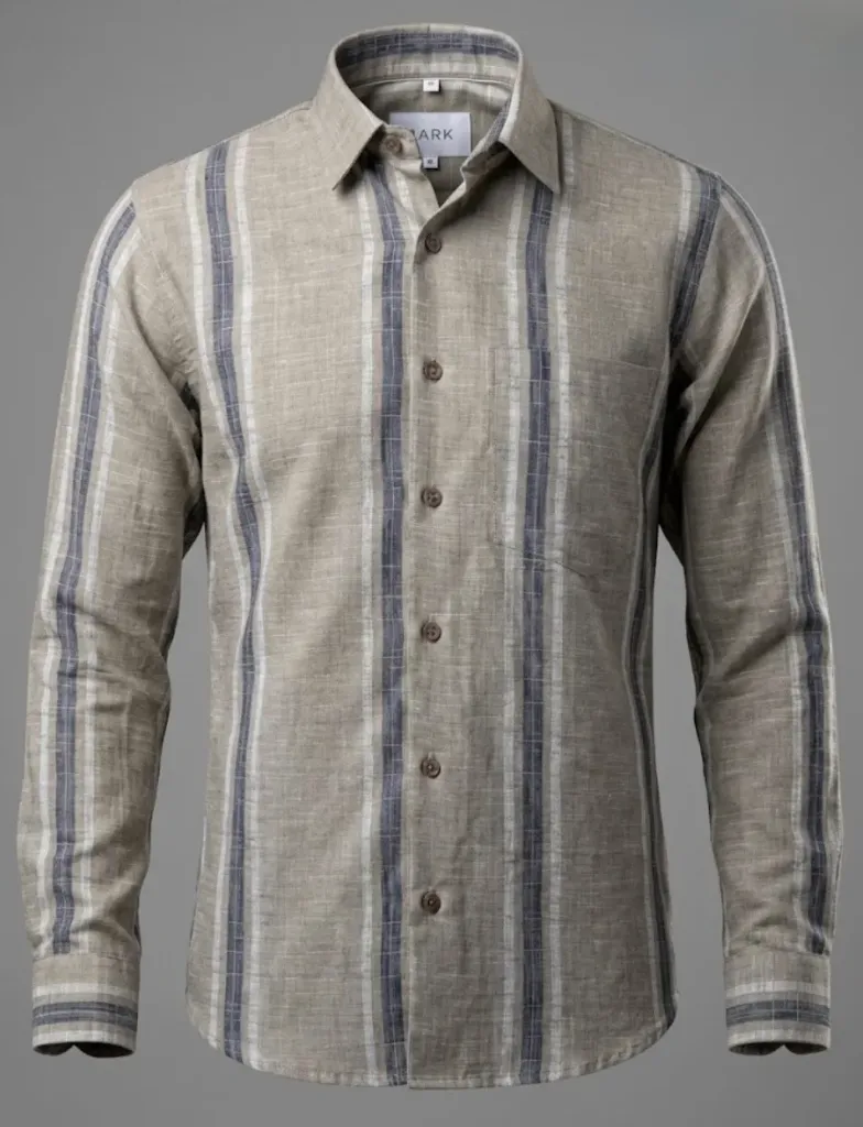 BMNL AW25-16 LINEN STRIPE SHIRT