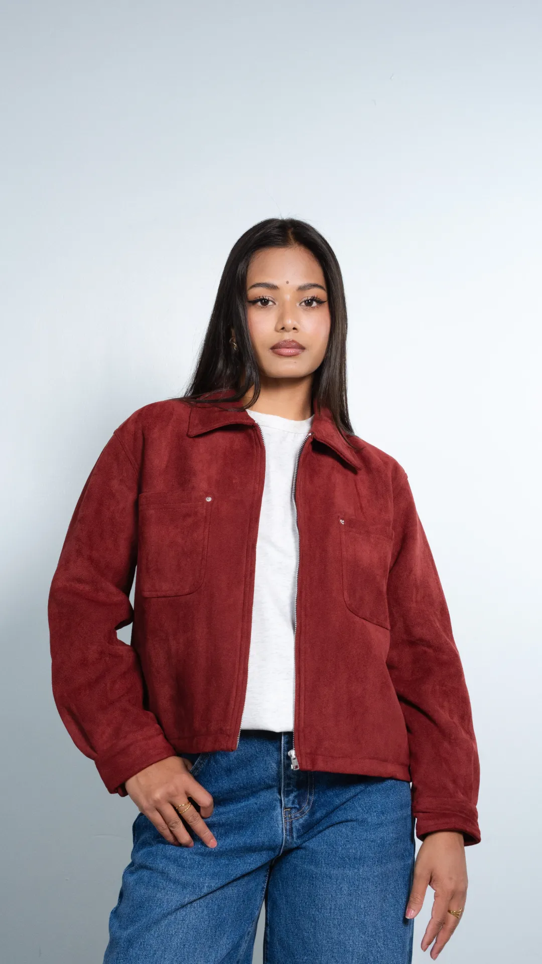 3.58994 HB AW25-83 SUEDE BARN JACKET (MAROON, M)