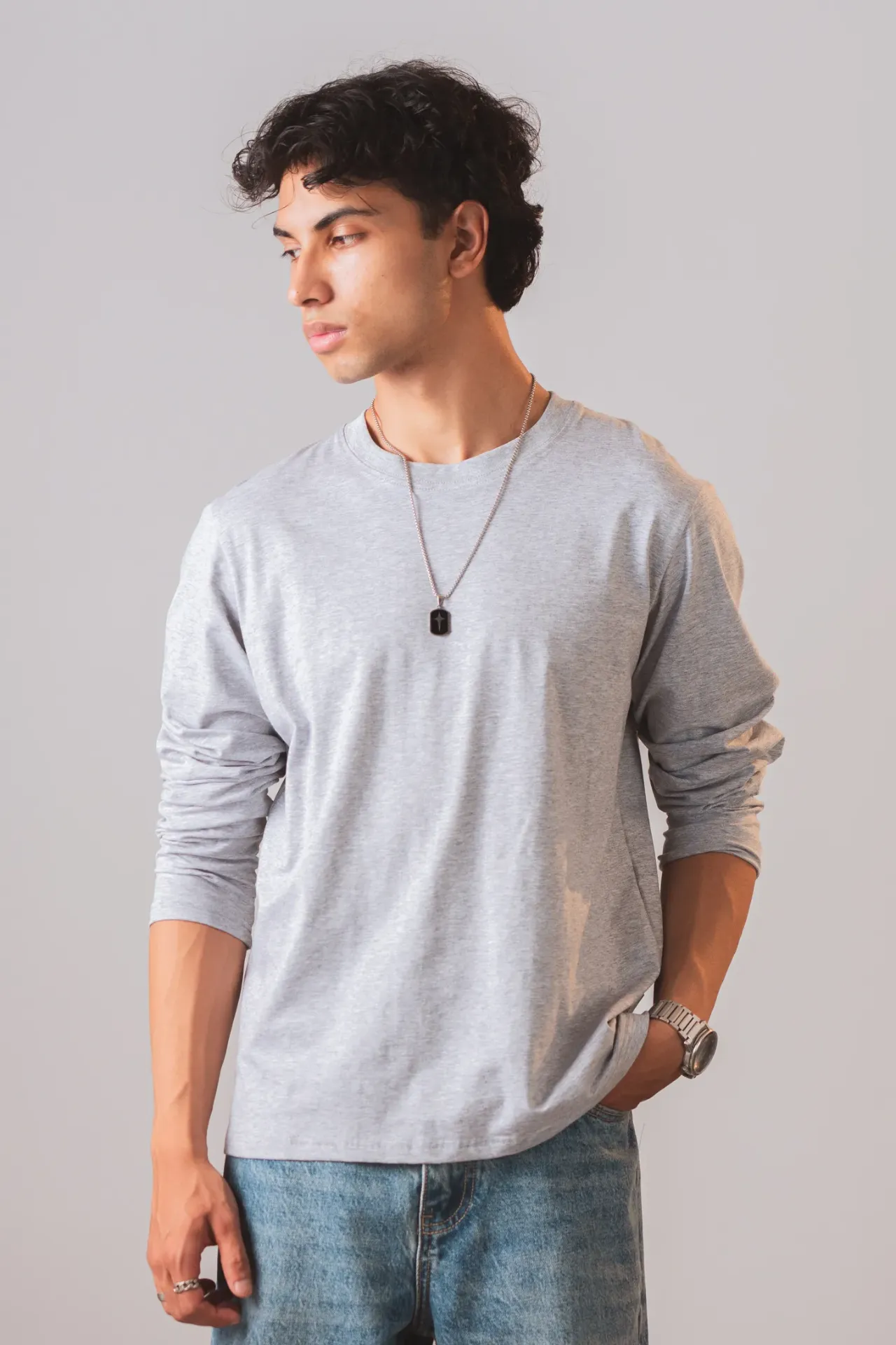 3.71608 BMM BSS26-03 SOLID FULL SLEEVE TEE (GREY, S)