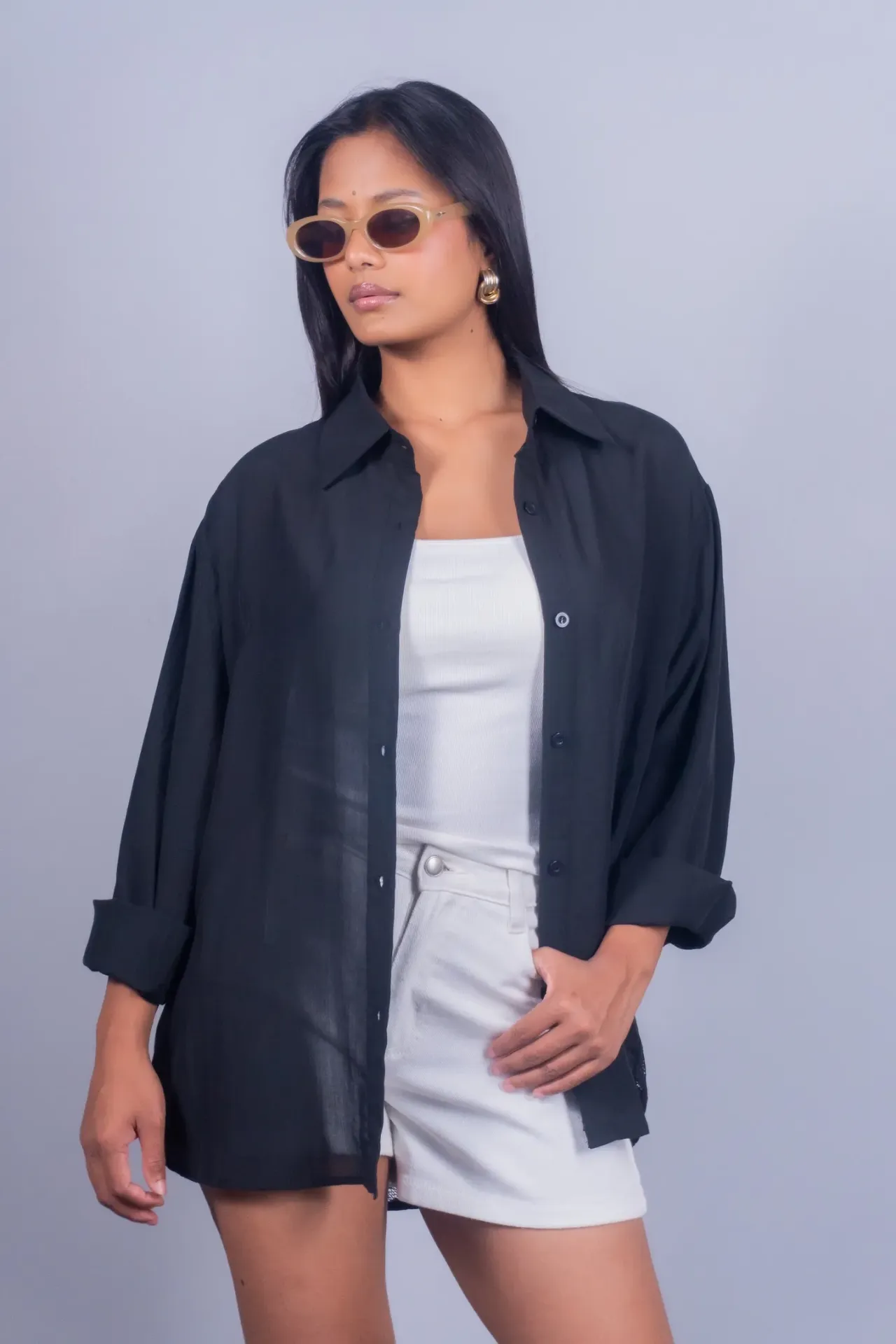 3.91385 26023 LADIES SHIRT (BLACK)