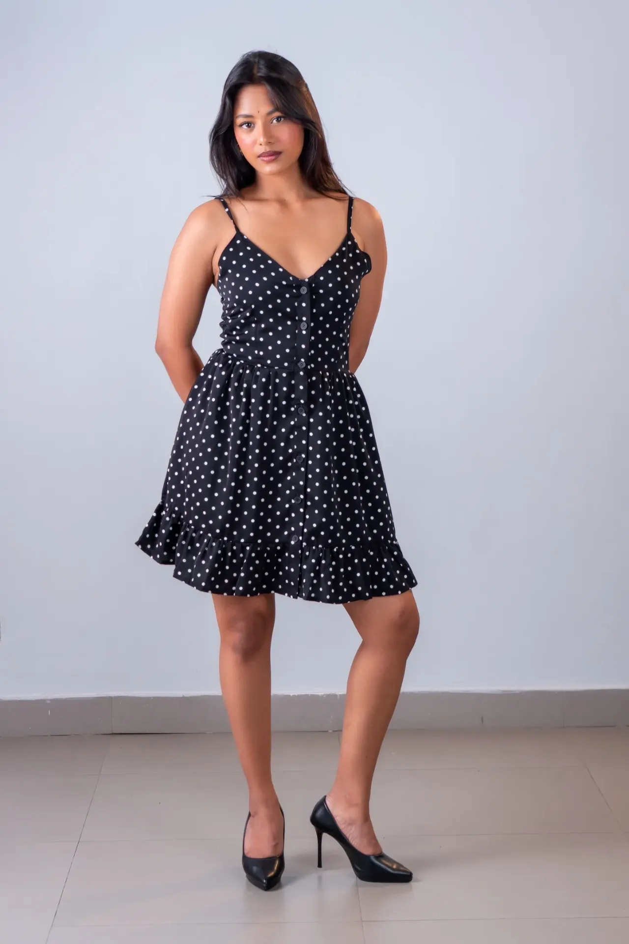 HB SS26-196 POLKA MIDI DRESS