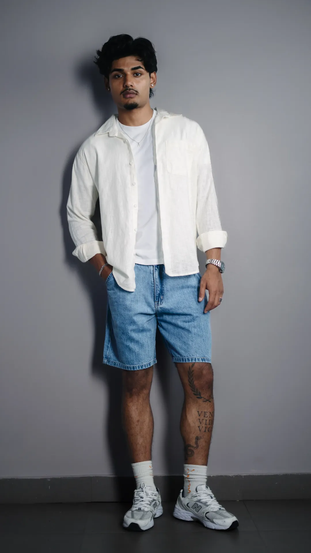 3.97166 BMMO SS26-28 PATAN DENIM SHORTS (29)