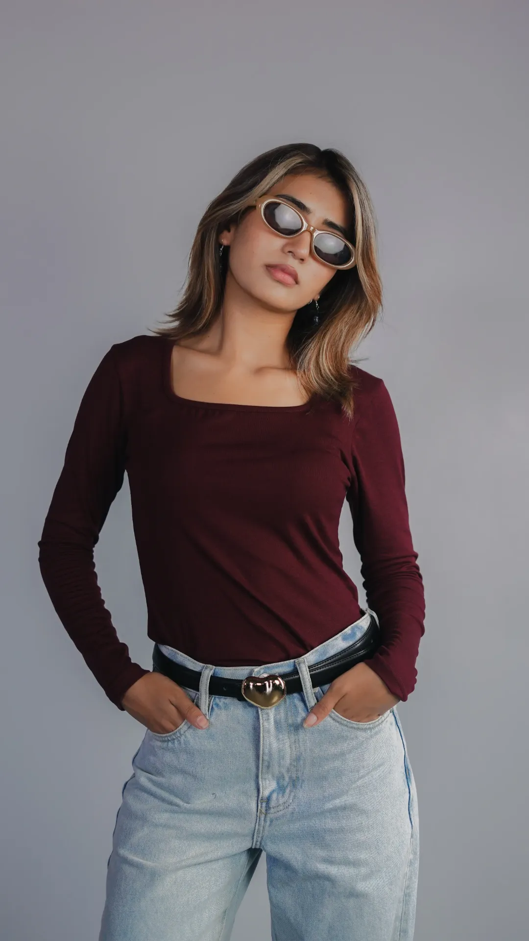 HB SS26-223 SOLID SQUARE NECK TOP