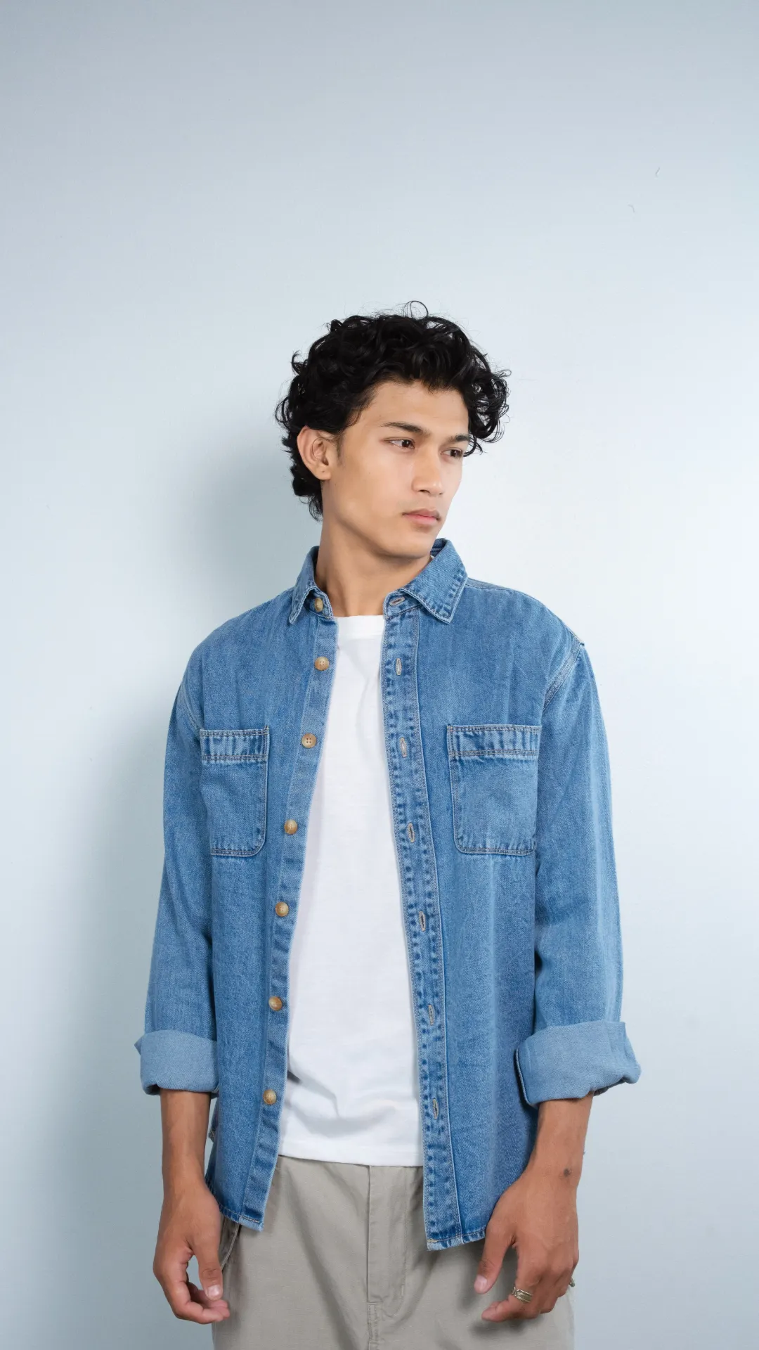 3.99410 BMNL SS26-21 LETE DENIM SHIRT (LIGHT BLUE, M)