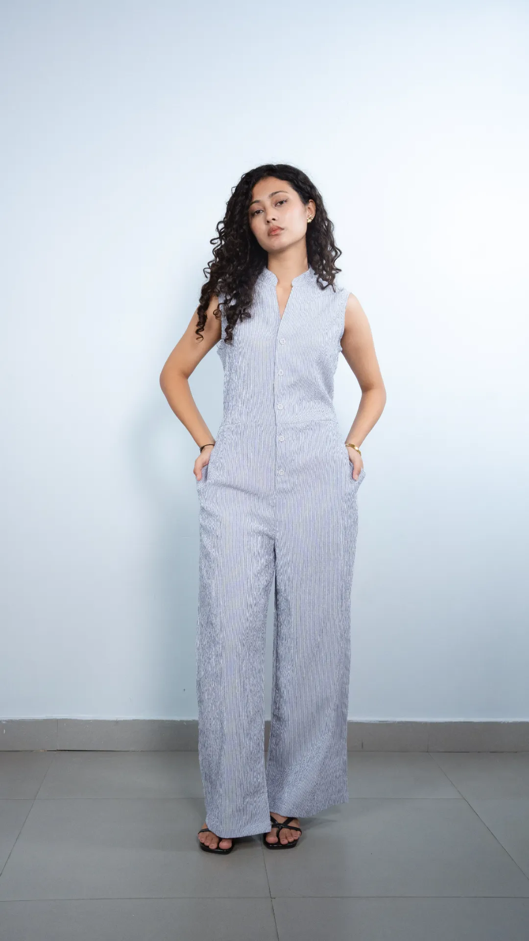 4.01574 HB SS26-298 PRIME STRIPE JUMPSUIT (BLUE, S)