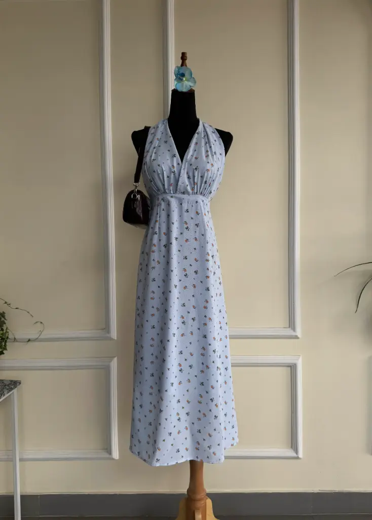 BMKS SS25-06 HALTER FLORAL DRESS