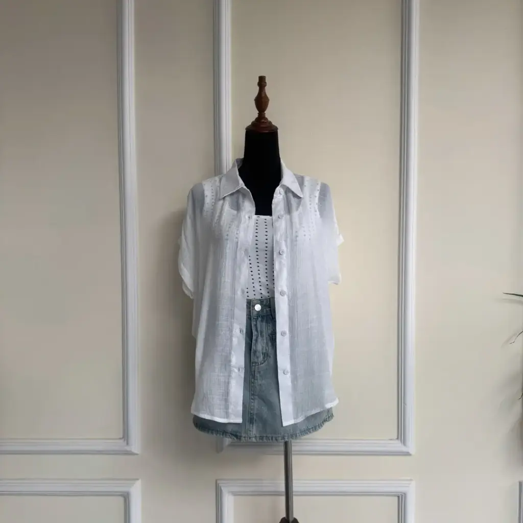 HB SS25-141 LINEN KIMONO SHIRT