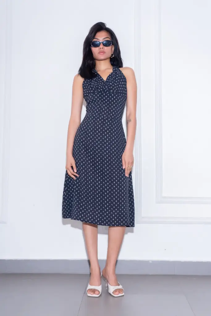HB SS25-236 FLORAL HALTER DRESS