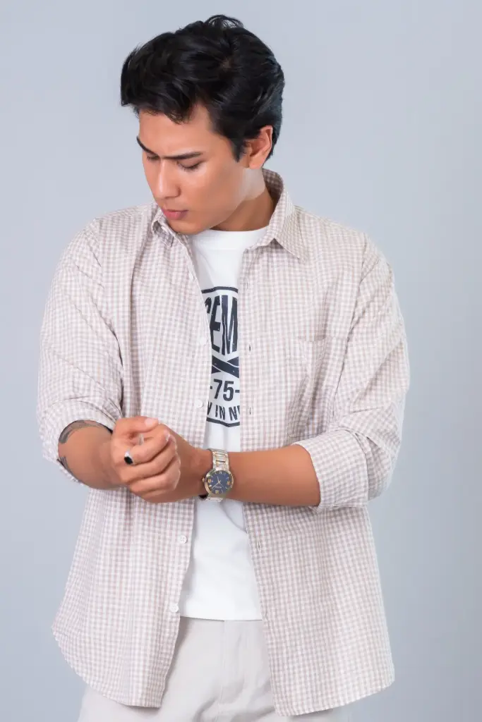 BMNL SS26-05 MINI CHECK LINEN SHIRT